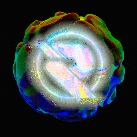 a colorful sphere with a rainbow colored circle in the middle