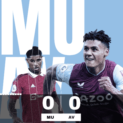 an advertisement for a soccer game between mu and av with two players