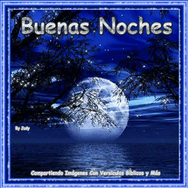 a buena noche greeting card with a full moon