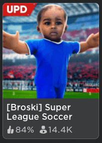 a picture of a baby in a blue soccer uniform with the words broski super league soccer