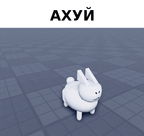 a 3d model of a white rabbit with the word " axyi " on the top