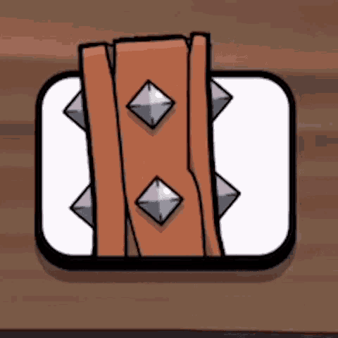 a cartoon drawing of a brown leather belt with spikes on it