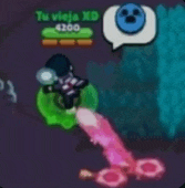 a person is playing a video game with a speech bubble that says tu vieja xd .