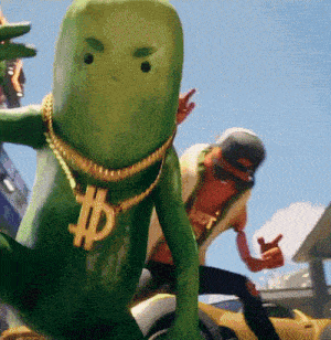 a cartoon character with a dollar sign on his neck