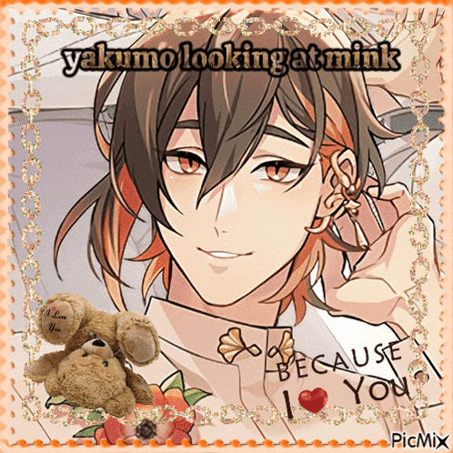a picture of a boy with a teddy bear and the words because i love you on it