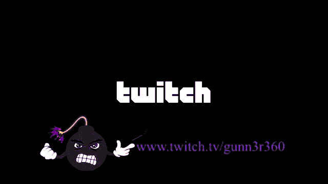 a logo for twitch with a cartoon bomb in front of it