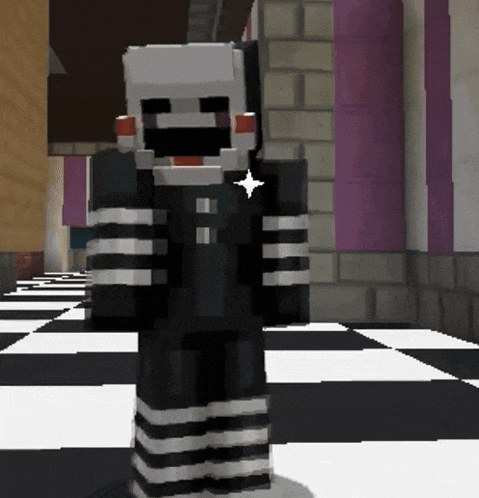 a minecraft character is standing on a checkerboard floor