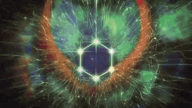 a computer generated image of a glowing hexagon in the middle