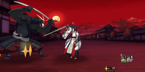 a video game shows a samurai fighting another samurai in a battle