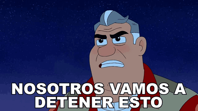 a cartoon character says " nosotros vamos a detener esto " in spanish