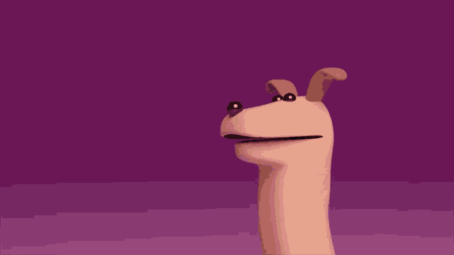a cartoon ostrich with a very long neck and a purple background