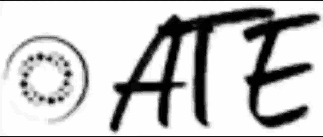 the word ate is written in black on a white background .