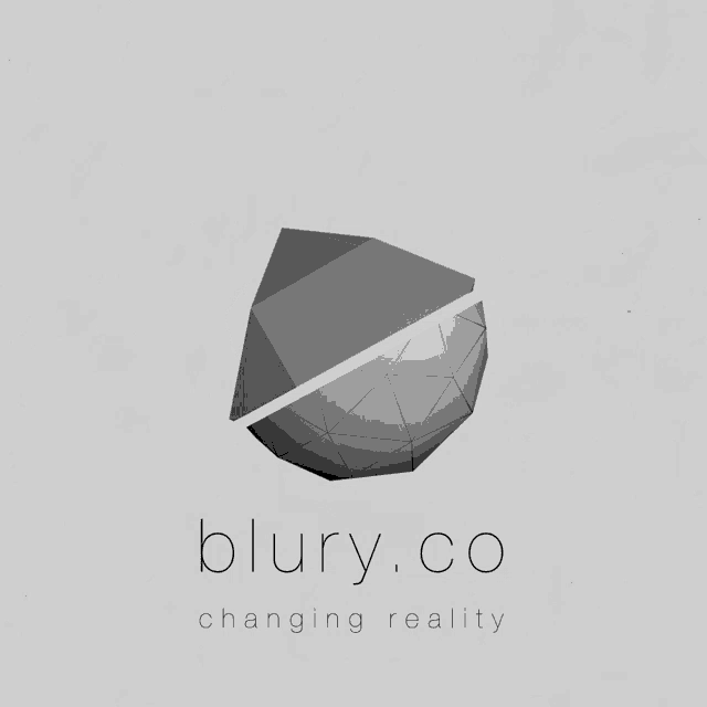 a logo for blury.co shows a geometric shape