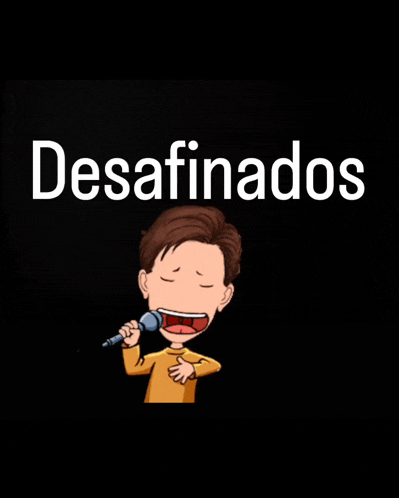 a cartoon of a boy singing into a microphone with the word desafinados behind him