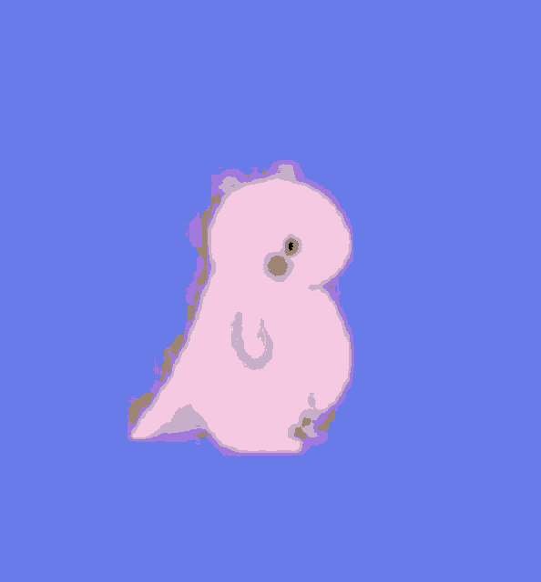 a white bear is standing on a pink background and looking at the camera .