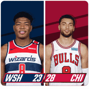 a wizards player and a bulls player are shown side by side