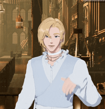 a man with blonde hair and blue eyes is wearing a white shirt