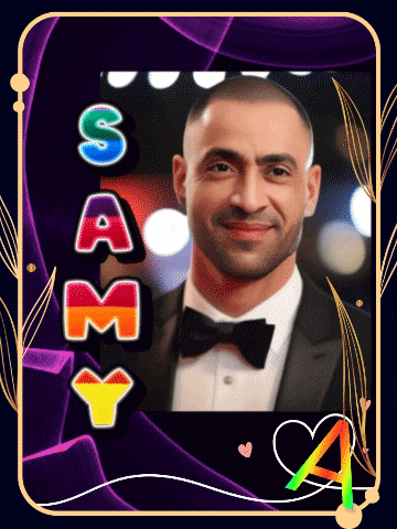 a picture of a man in a tuxedo and bow tie with the name sammy on top