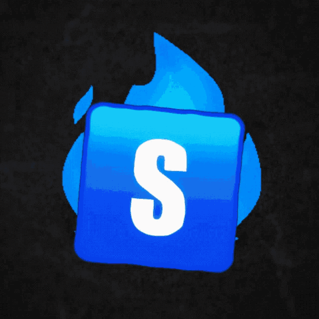 a blue square with the letter s inside