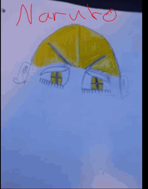 a child 's drawing of naruto with a yellow hat