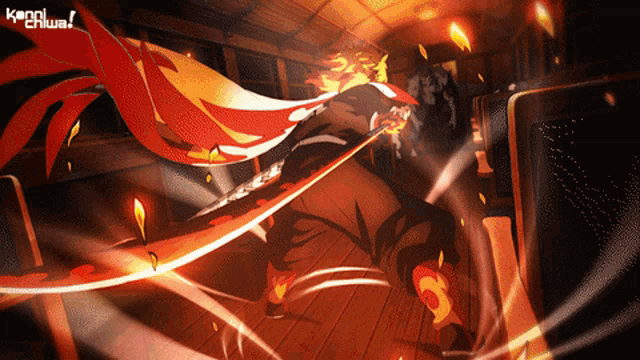 a drawing of a person holding a sword with the word kaneki on the bottom left