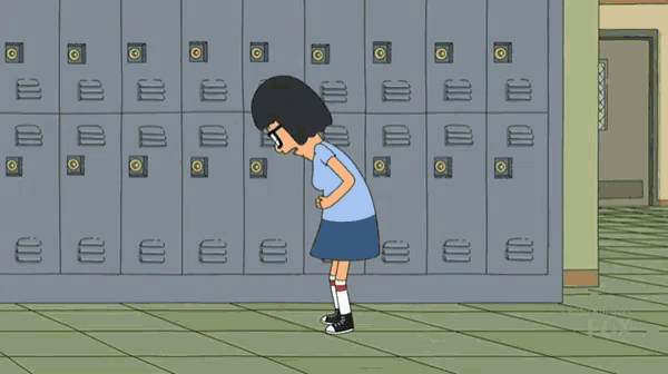 bob 's burgers characters standing in front of a row of lockers with the letter b on them