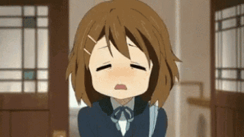 a cartoon girl with brown hair is standing in a room with her eyes closed .