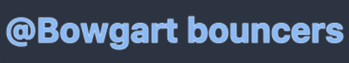 a logo for bowgart bouncers that is blue