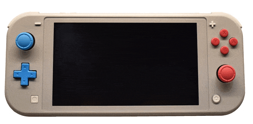 a nintendo switch with blue and red buttons on the front