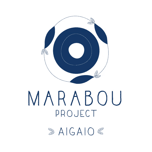 a blue and white logo for marabou project aigaio