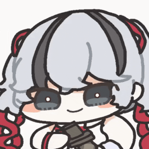a cartoon drawing of a girl with gray hair