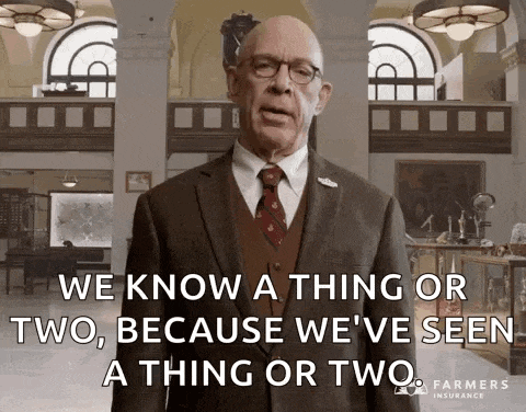 a man in a suit and tie says we know a thing or two , because we 've seen a thing or two