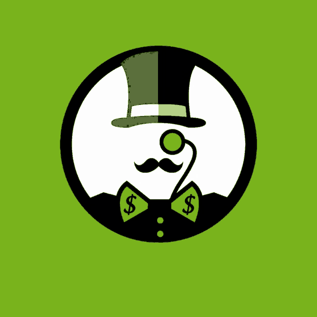 a man wearing a top hat and sunglasses has a dollar sign on his bow tie