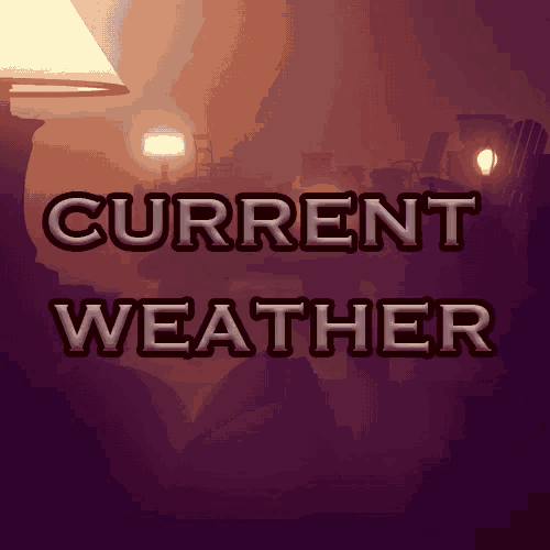 a purple background with current weather written on it