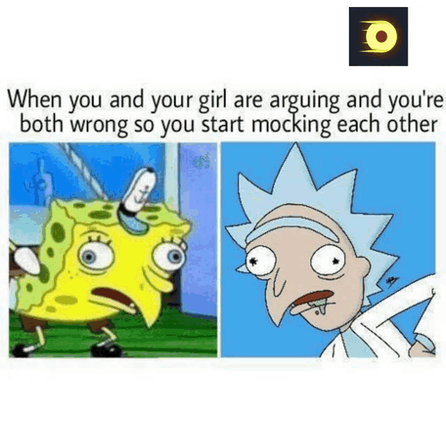 spongebob and rick from rick and morty are standing next to each other .