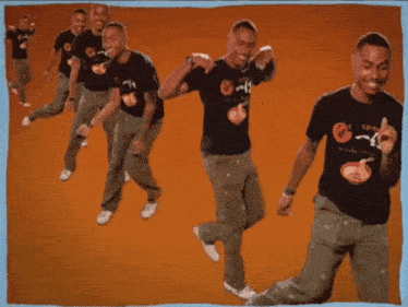 a man wearing a t-shirt that says ' noodles ' on it is dancing