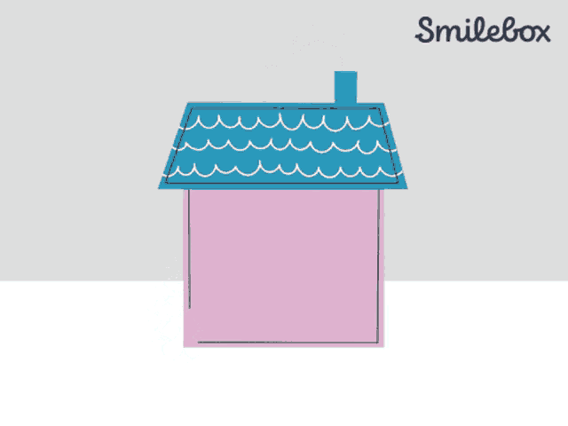 a pink house with the word home on the front