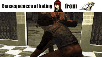 a screenshot of a video game with the words consequences of hating from