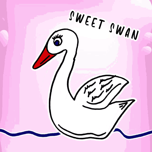 a drawing of a swan with the words sweet swan written below it