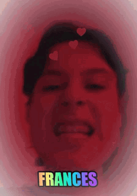 a woman with hearts on her forehead is named frances