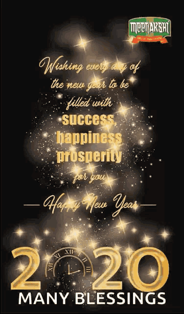 a new year greeting card with the year 2020