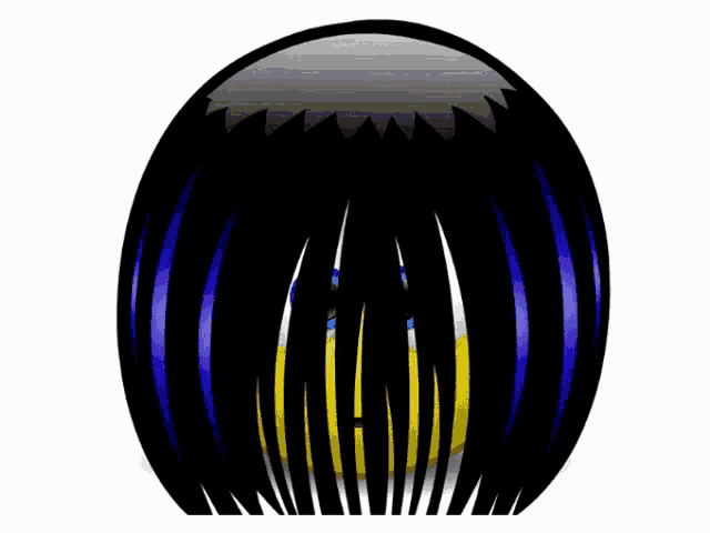 a cartoon smiley face with blue hair and a surprised look on its face