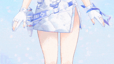 a drawing of a woman 's legs and gloves with a blue star on the belt