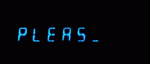 the word pleas is displayed in blue on a black background