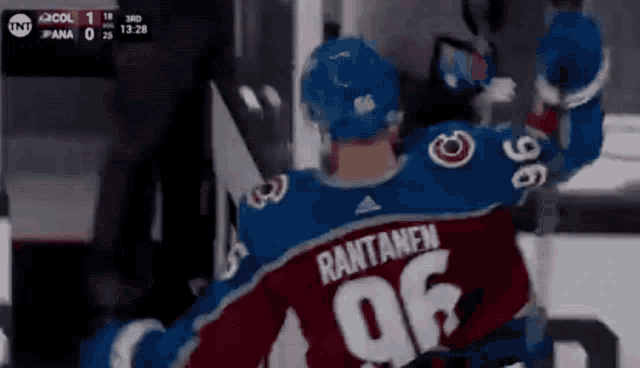 a hockey player with the number 96 on his back