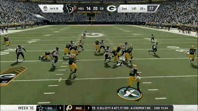 a football game between the green bay packers and the texans