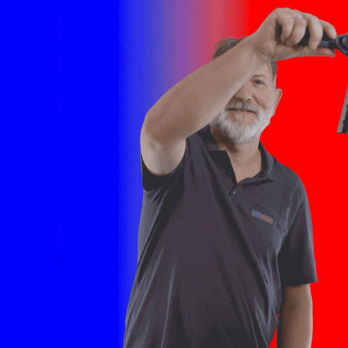 a man in a black shirt with a bosch logo on his chest