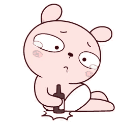 a cartoon rabbit is sitting on the floor holding a bottle of milk .