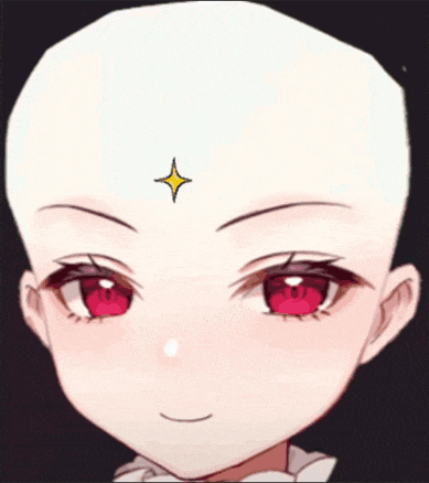 a drawing of a girl with red eyes and a star on her forehead