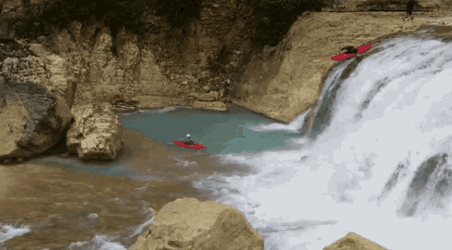 Boat Over Waterfall Kayaking GIF - Boat Over Waterfall Kayaking Flip GIFs